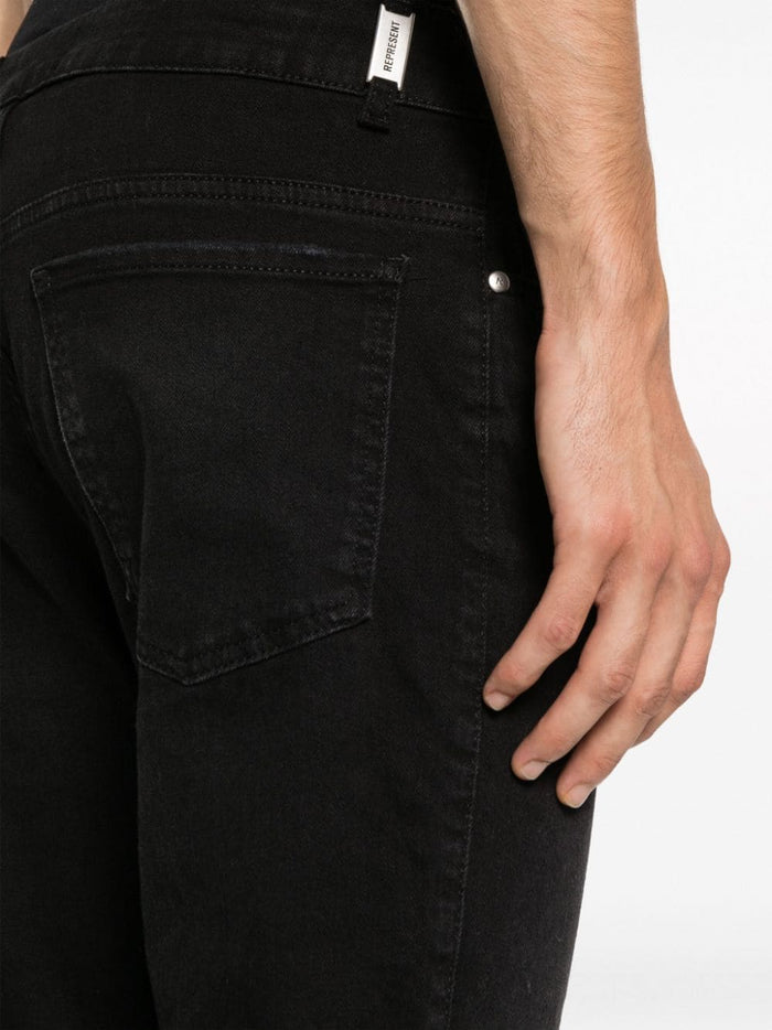 REPRESENT R1 Essential Slim-Fit Denim jeans Black - MAISONDEFASHION.COM