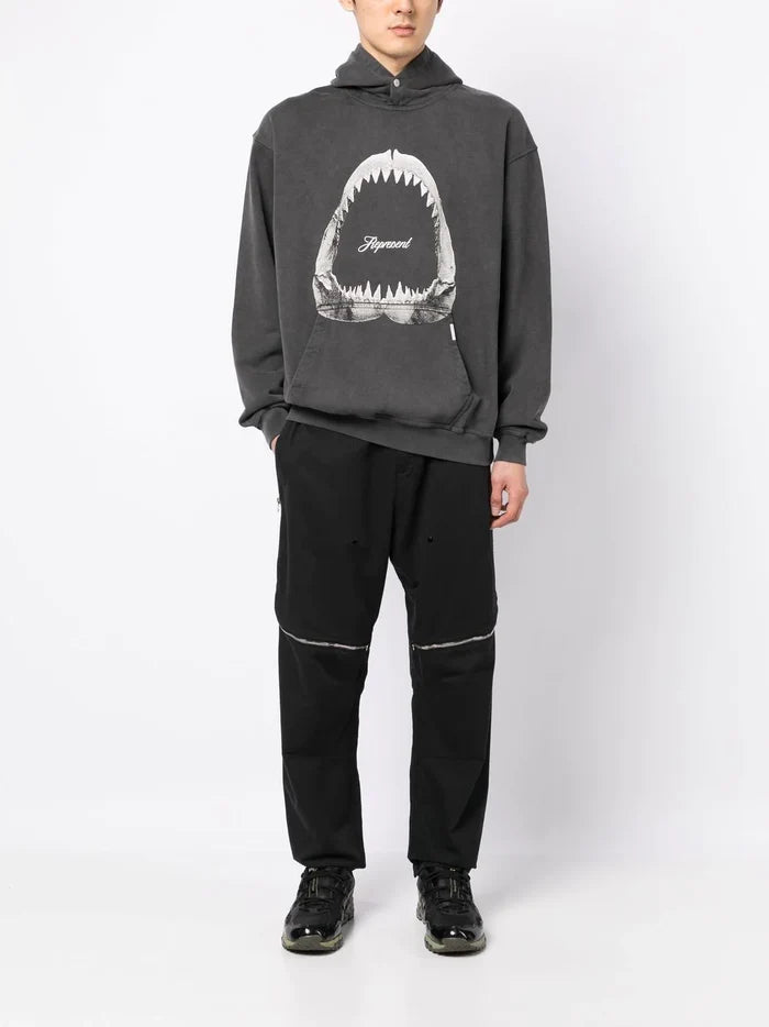 REPRESENT Shark Jaws Hoodie Vintage Grey - MAISONDEFASHION.COM