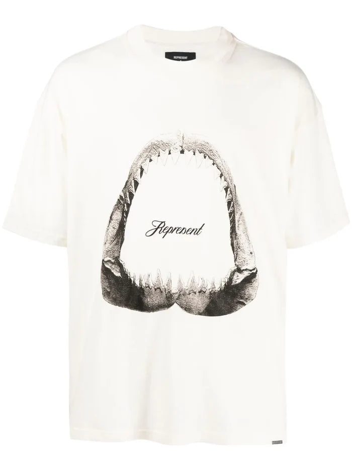 REPRESENT Shark Jaws T-Shirt Flat White - MAISONDEFASHION.COM
