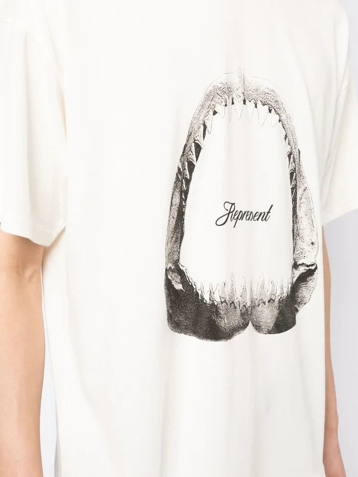 REPRESENT Shark Jaws T-Shirt Flat White - MAISONDEFASHION.COM