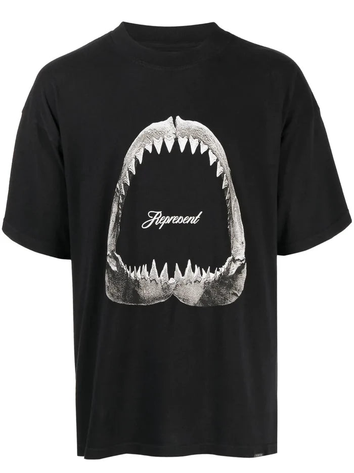 REPRESENT Shark Jaws T-Shirt Off Black - MAISONDEFASHION.COM