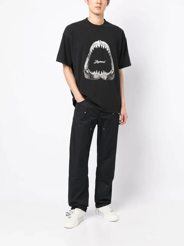 REPRESENT Shark Jaws T-Shirt Off Black - MAISONDEFASHION.COM