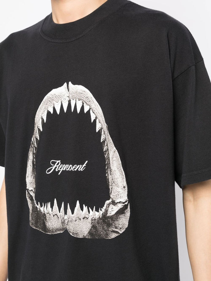 REPRESENT Shark Jaws T-Shirt Off Black - MAISONDEFASHION.COM