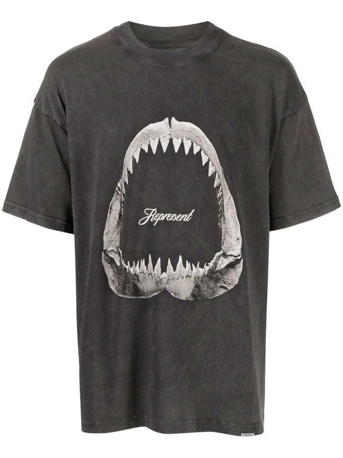 REPRESENT Shark Jaws T-Shirt Vintage Grey - MAISONDEFASHION.COM