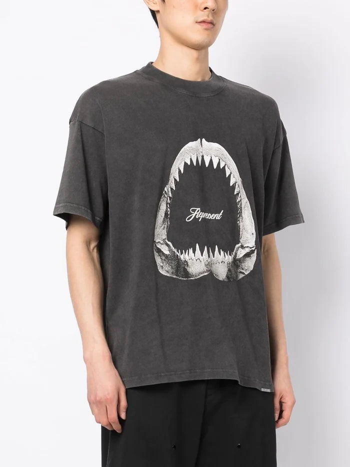 REPRESENT Shark Jaws T-Shirt Vintage Grey - MAISONDEFASHION.COM