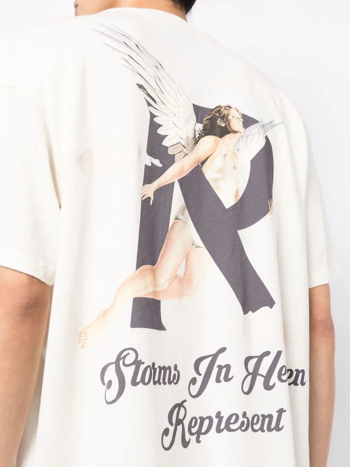 REPRESENT Storms in Heaven T-Shirt Flat White - MAISONDEFASHION.COM
