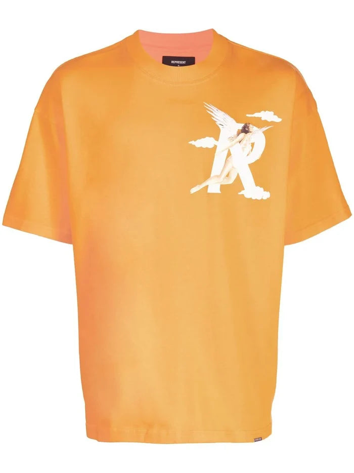 REPRESENT Storms in Heaven T-Shirt Neon Orange - MAISONDEFASHION.COM