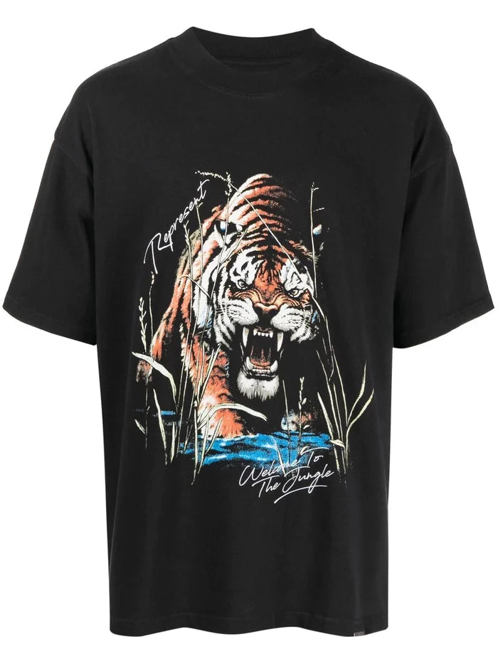 REPRESENT Welcome To The The Jungle T-Shirt Off Black - MAISONDEFASHION.COM