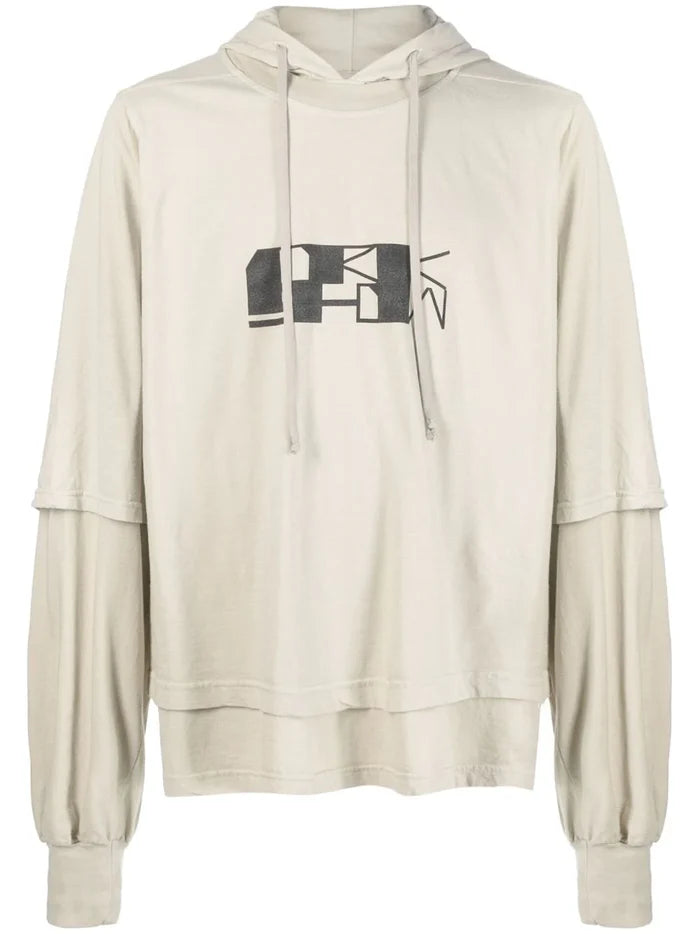 RICK OWENS DRKSHDW Hustler Hoodie Pearl/Black - MAISONDEFASHION.COM
