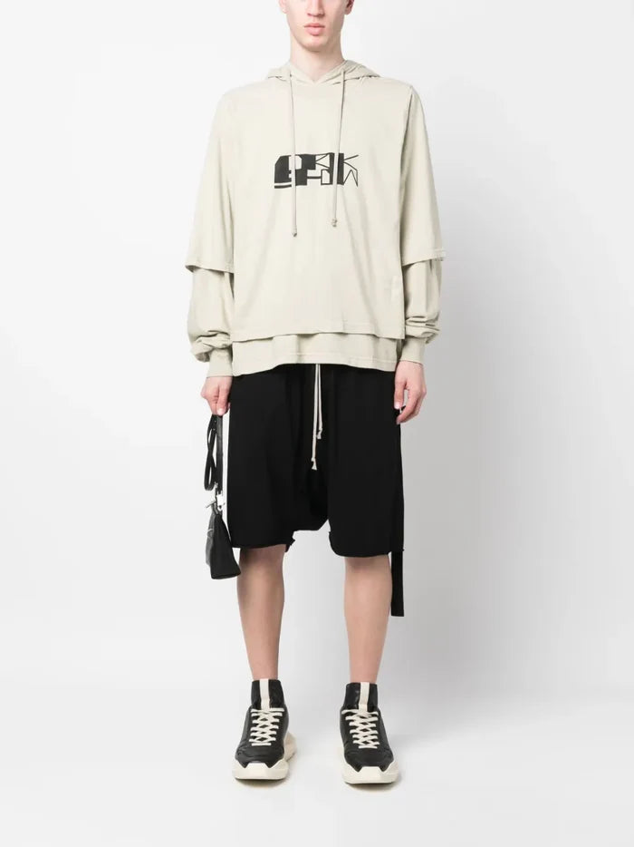 RICK OWENS DRKSHDW Hustler Hoodie Pearl/Black - MAISONDEFASHION.COM