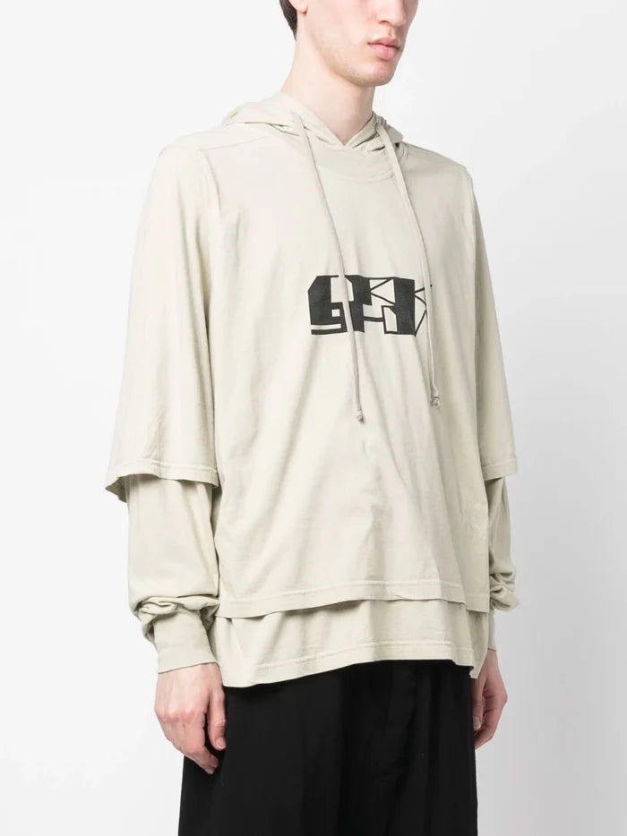 RICK OWENS DRKSHDW Hustler Hoodie Pearl/Black - MAISONDEFASHION.COM