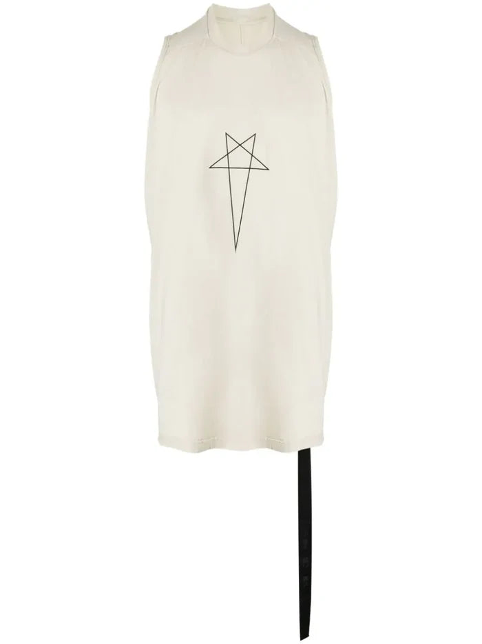 RICK OWENS DRKSHDW Logo-Print Cotton Tank Top Pearl Black - MAISONDEFASHION.COM