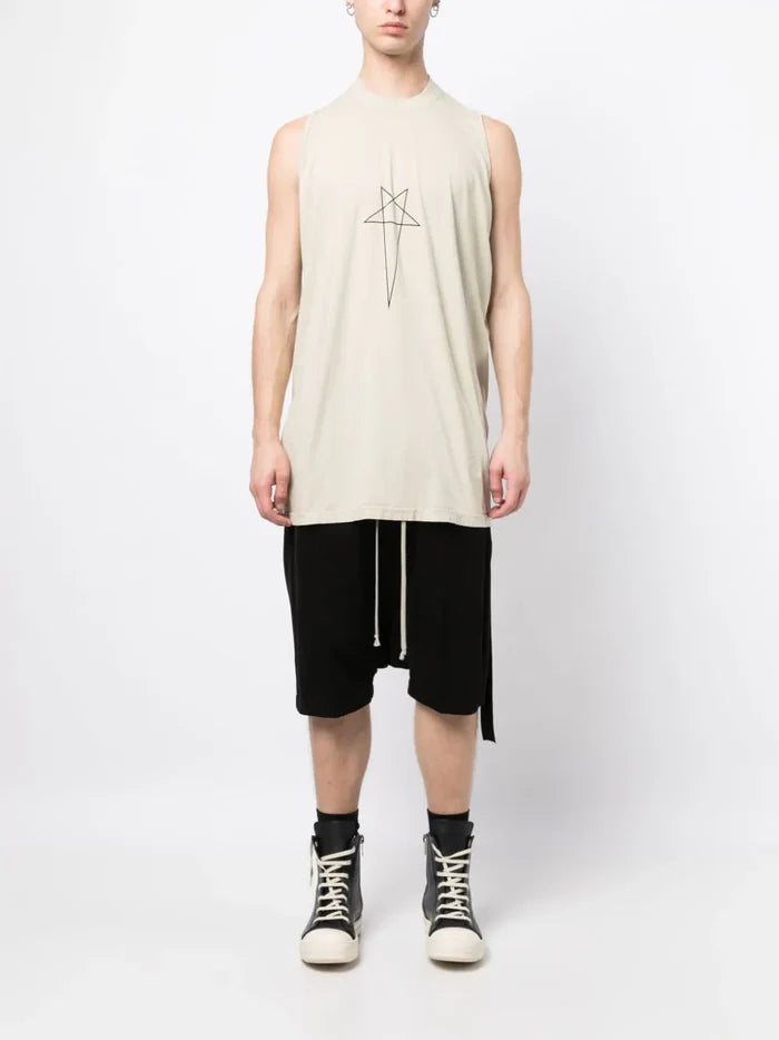 RICK OWENS DRKSHDW Logo-Print Cotton Tank Top Pearl Black - MAISONDEFASHION.COM