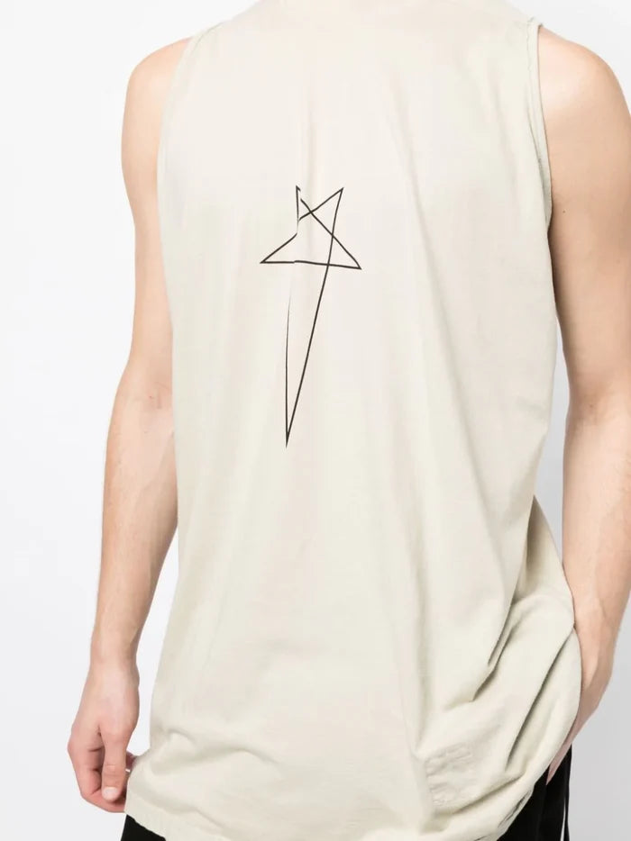 RICK OWENS DRKSHDW Logo-Print Cotton Tank Top Pearl Black - MAISONDEFASHION.COM