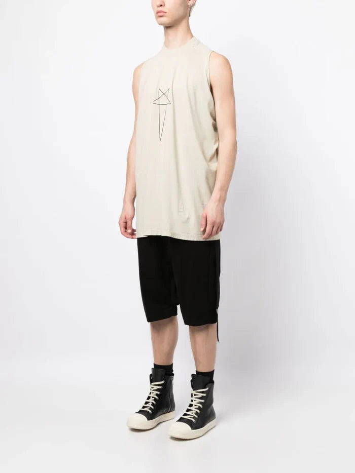 RICK OWENS DRKSHDW Logo-Print Cotton Tank Top Pearl Black - MAISONDEFASHION.COM