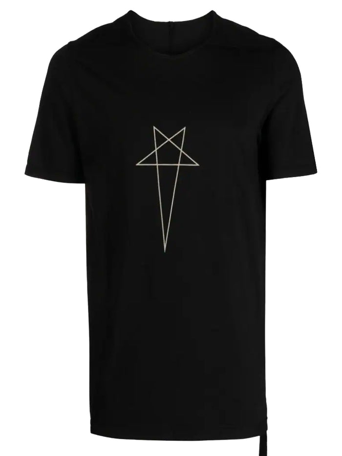 RICK OWENS DRKSHDW MEN Star-Logo Crew-Neck Knit Level T-shirt Black - MAISONDEFASHION.COM