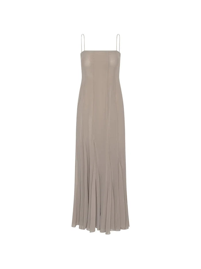 ROTATE BIRGER CHRISTENSEN WOMEN Chiffon Maxi Strap Dress Taupe