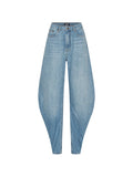 ROTATE BIRGER CHRISTENSEN WOMEN Draped Barrel Leg Jeans Light Blue Denim