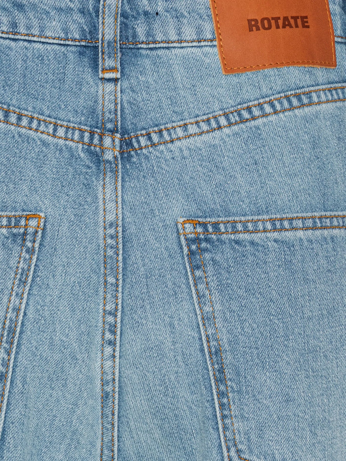ROTATE BIRGER CHRISTENSEN WOMEN Draped Barrel Leg Jeans Light Blue Denim