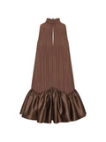 ROTATE BIRGER CHRISTENSEN WOMEN Gathered Mini Dress Dark Brown