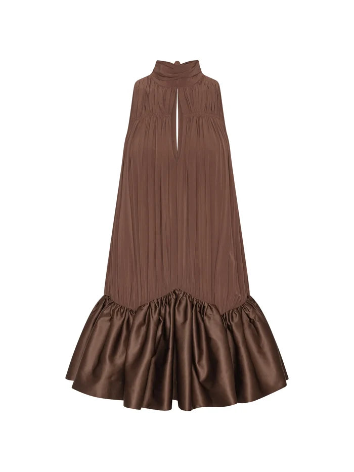 ROTATE BIRGER CHRISTENSEN WOMEN Gathered Mini Dress Dark Brown