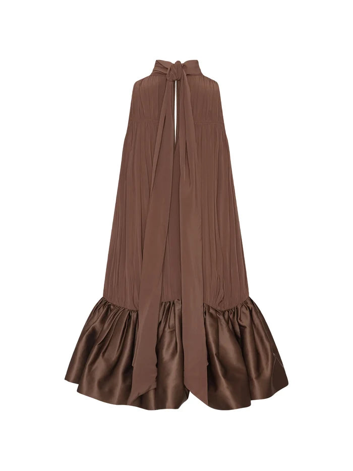 ROTATE BIRGER CHRISTENSEN WOMEN Gathered Mini Dress Dark Brown