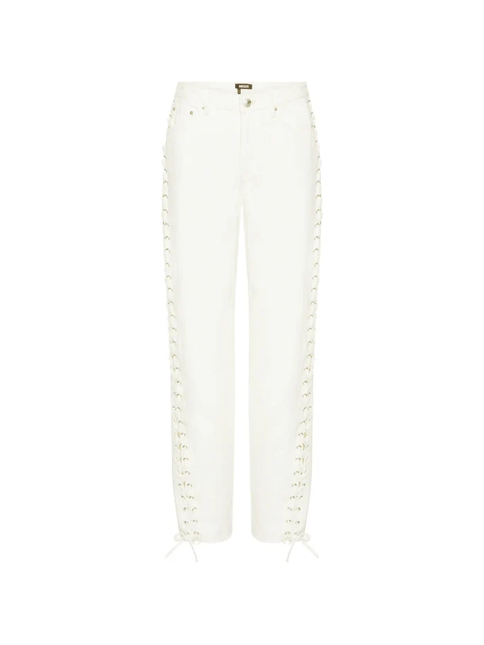 ROTATE BIRGER CHRISTENSEN WOMEN Loose Fit Laced Jeans White Denim