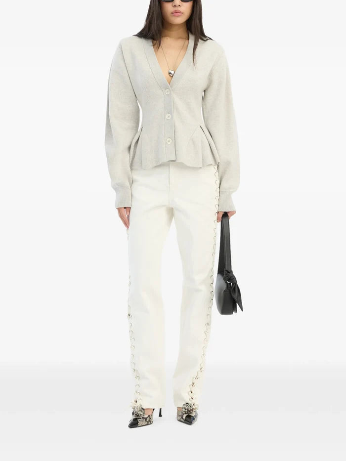 ROTATE BIRGER CHRISTENSEN WOMEN Loose Fit Laced Jeans White Denim