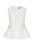 ROTATE BIRGER CHRISTENSEN WOMEN Peplum Denim Top White Denim