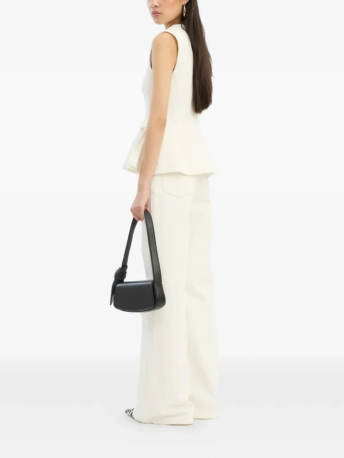 ROTATE BIRGER CHRISTENSEN WOMEN Peplum Denim Top White Denim