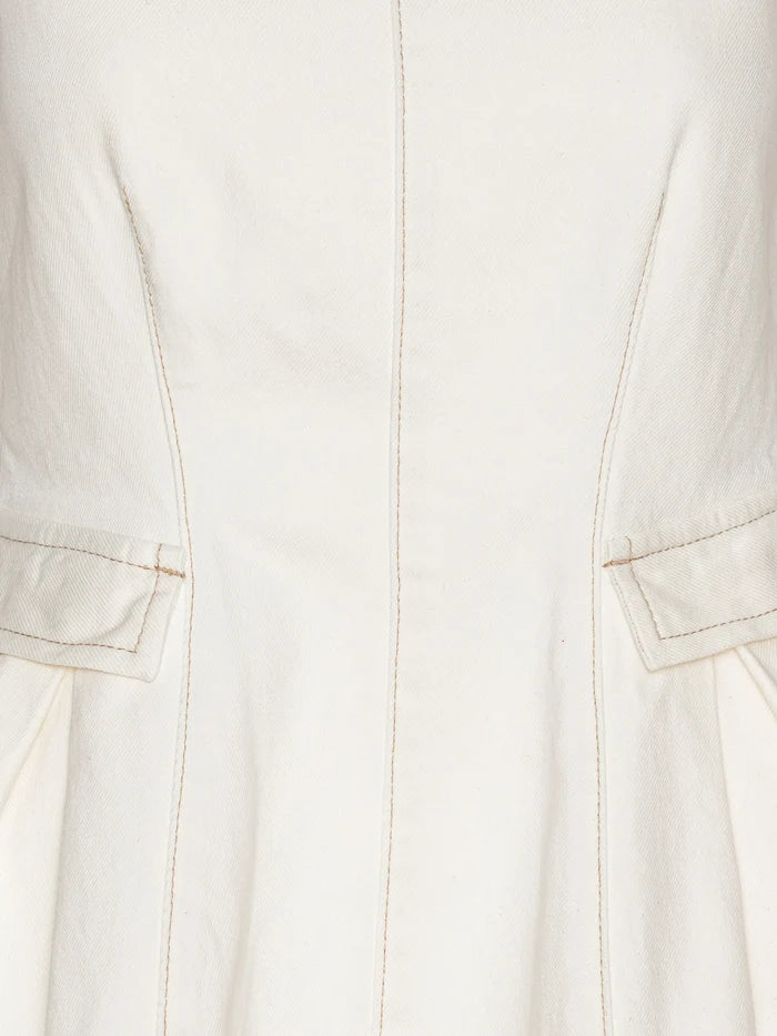 ROTATE BIRGER CHRISTENSEN WOMEN Peplum Denim Top White Denim