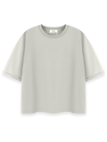 RUNDLE Boxy Double-Layer T-Shirt Light Grey/Plaid Grey