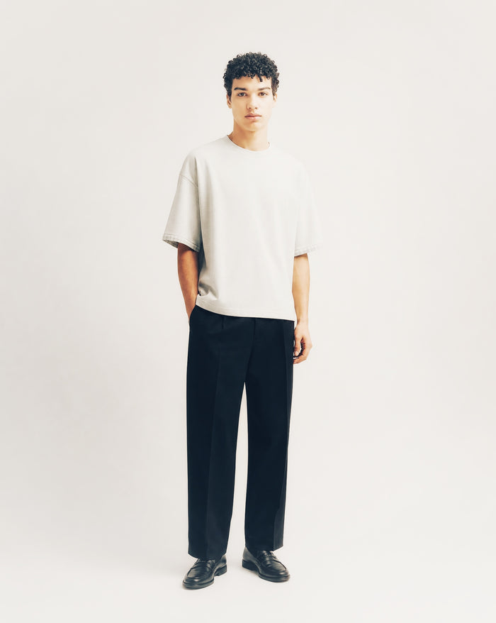 RUNDLE Boxy Double-Layer T-Shirt Light Grey/Plaid Grey