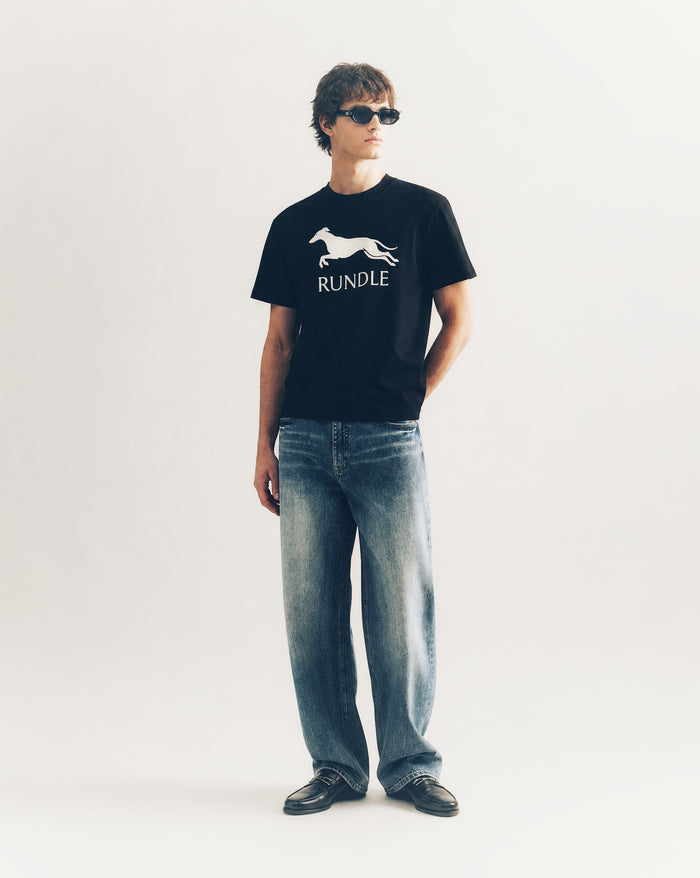 RUNDLE Galgo Graphic Print Cotton T-Shirt Black