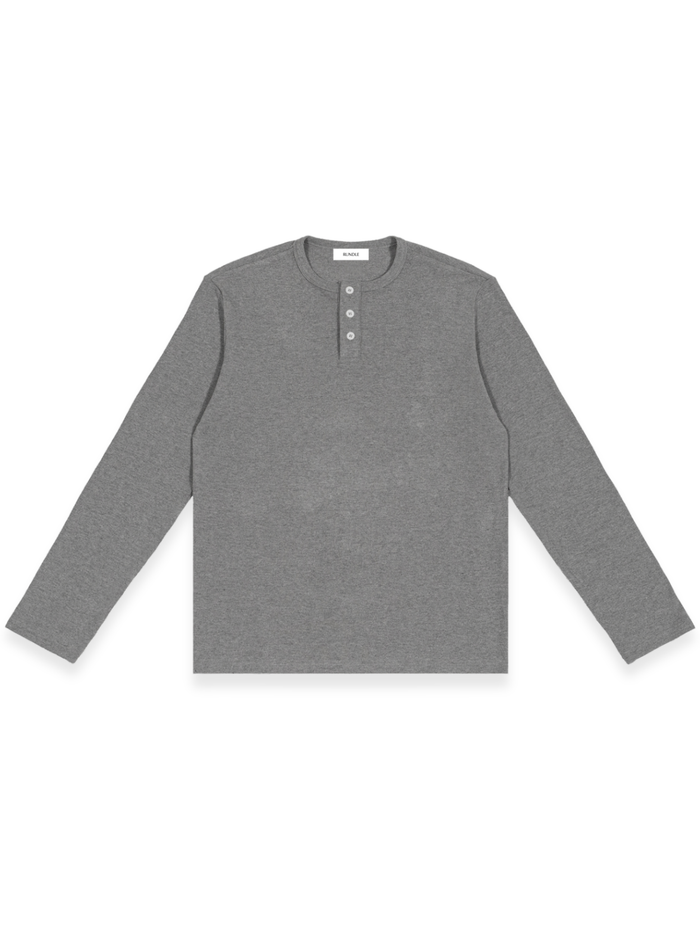 RUNDLE Long Sleeve Henley T-Shirt Grey