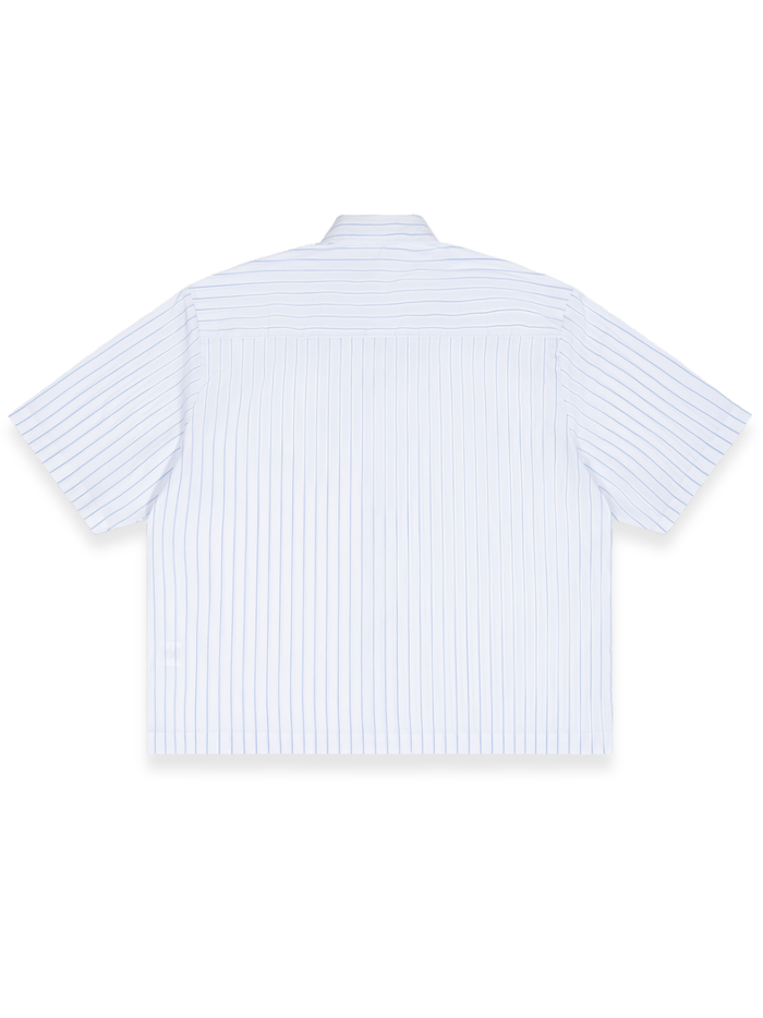 RUNDLE Striped Boxy Short Sleeve Shirt White