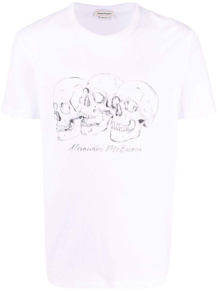 ALEXANDER MCQUEEN Rushmore Skull Print T-Shirt White - MAISONDEFASHION.COM