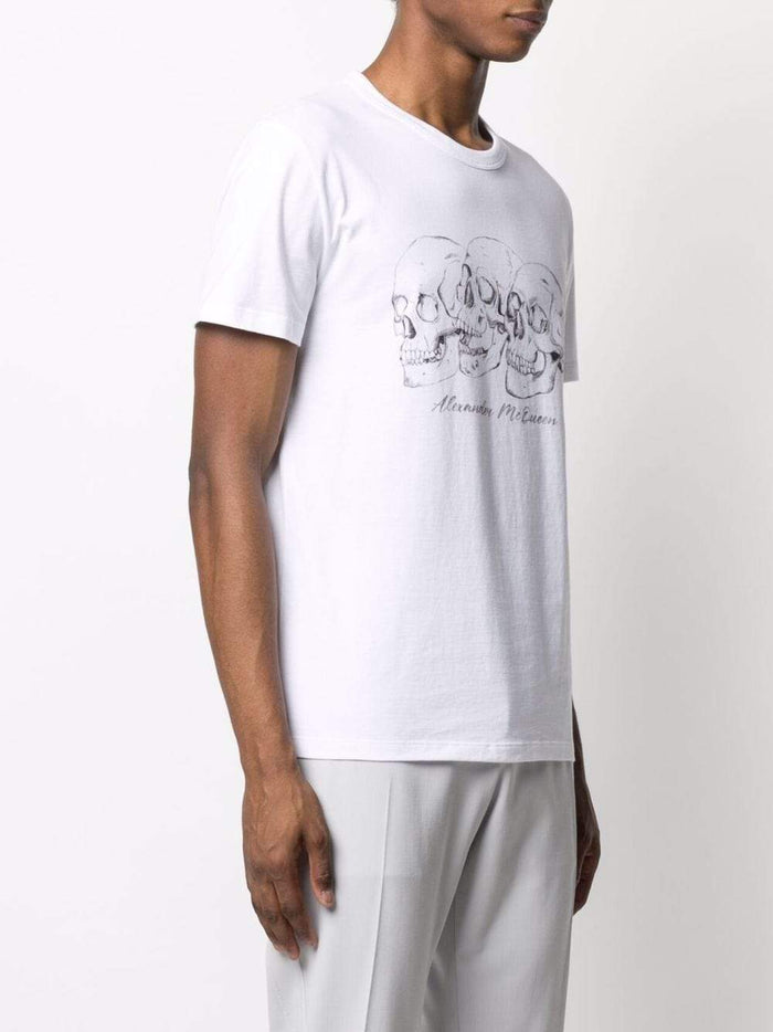 ALEXANDER MCQUEEN Rushmore Skull Print T-Shirt White - MAISONDEFASHION.COM