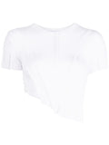 SAMI MIRO VINTAGE Asymmetric Short Sleeve T-Shirt White - MAISONDEFASHION.COM