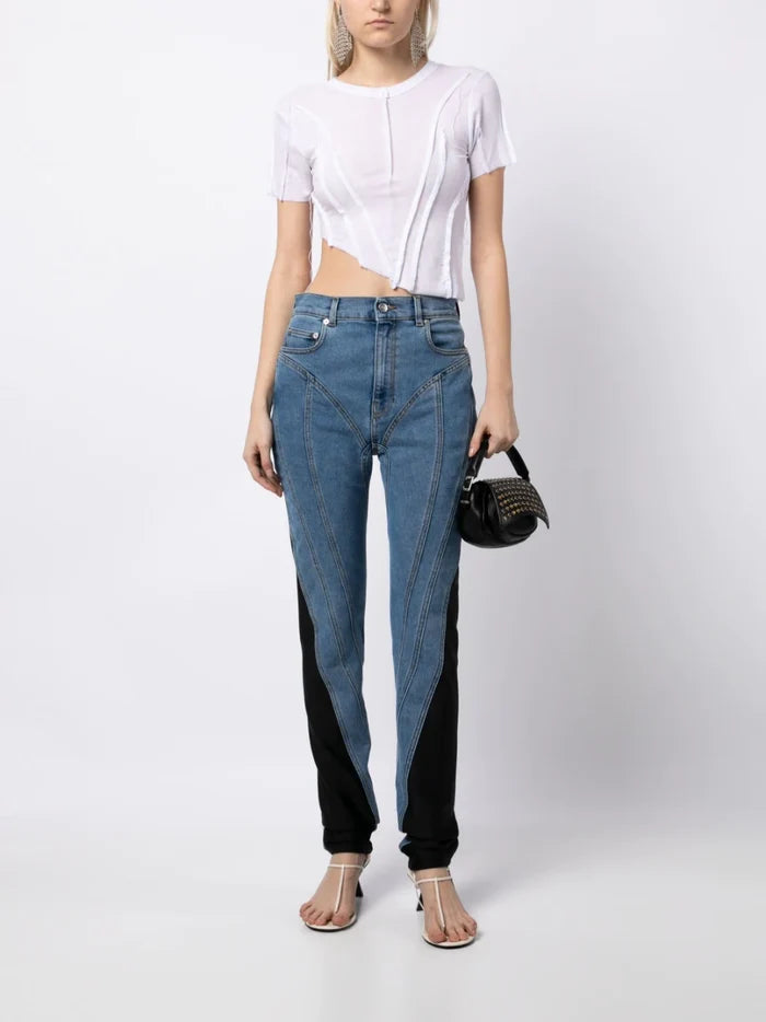 SAMI MIRO VINTAGE Asymmetric Short Sleeve T-Shirt White - MAISONDEFASHION.COM