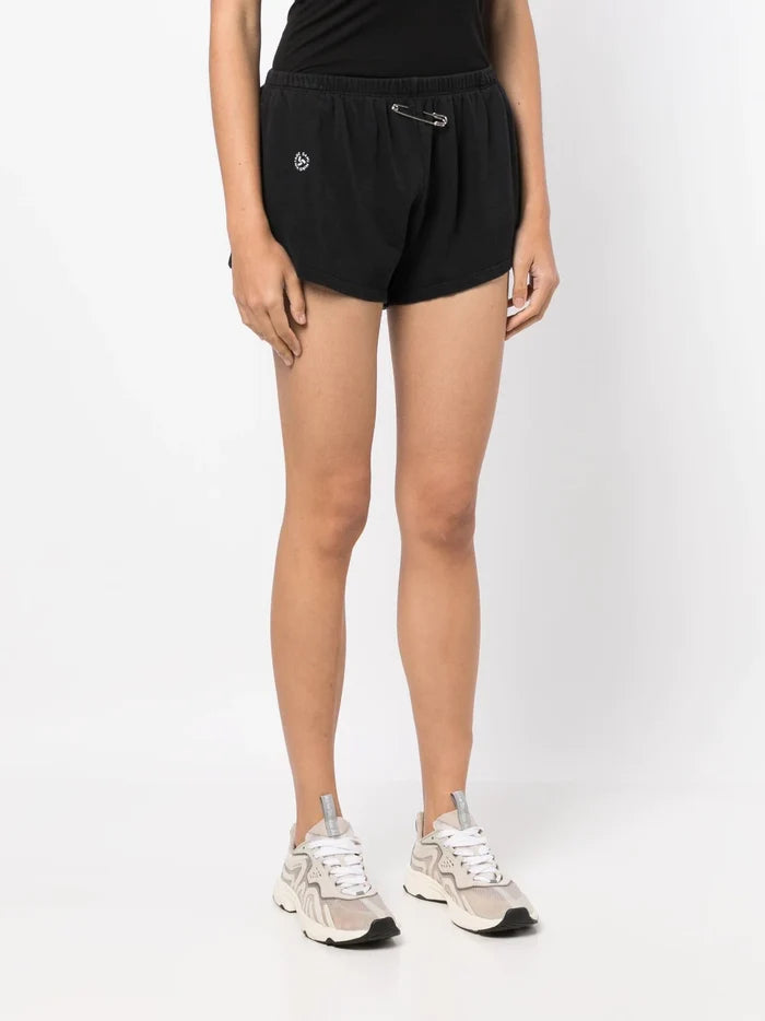 SAMI MIRO VINTAGE Mini Safety Pin Sweat Short Black - MAISONDEFASHION.COM
