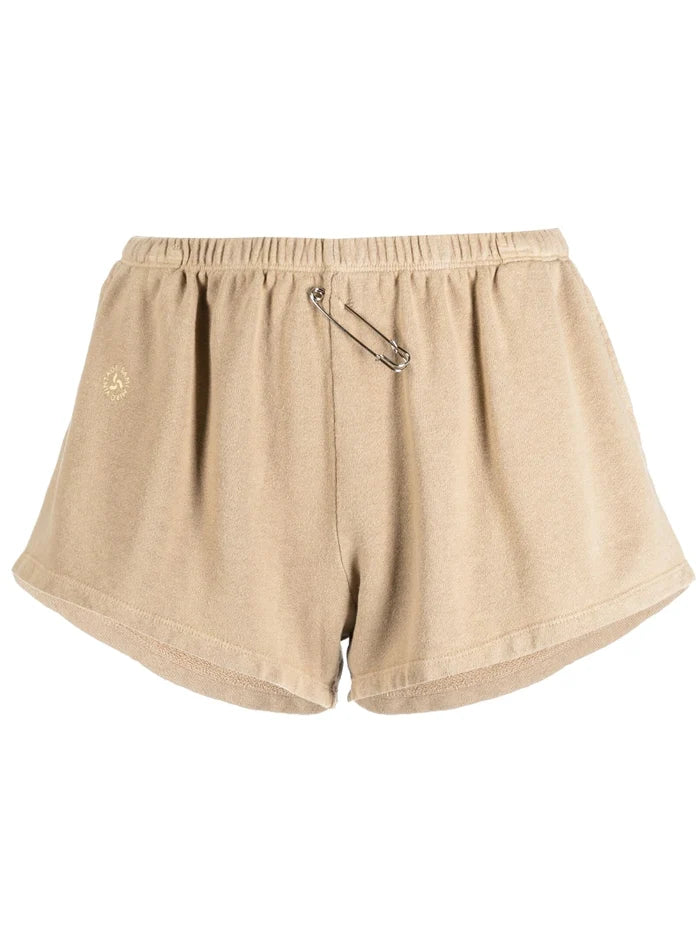 SAMI MIRO VINTAGE Mini Safety Pin Sweat Short Taupe - MAISONDEFASHION.COM