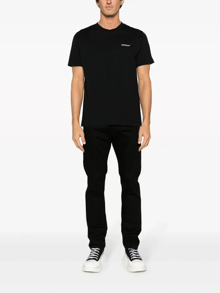 OFF-WHITE MEN Scratch Arrows-Print Cotton T-shirt Black/White - MAISONDEFASHION.COM