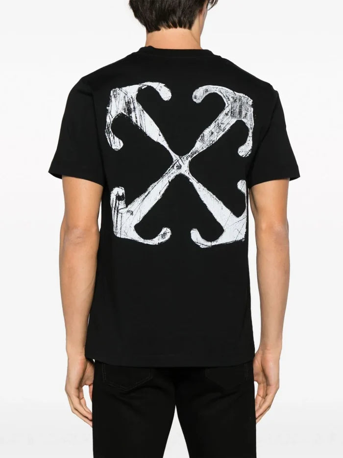 OFF-WHITE MEN Scratch Arrows-Print Cotton T-shirt Black/White - MAISONDEFASHION.COM