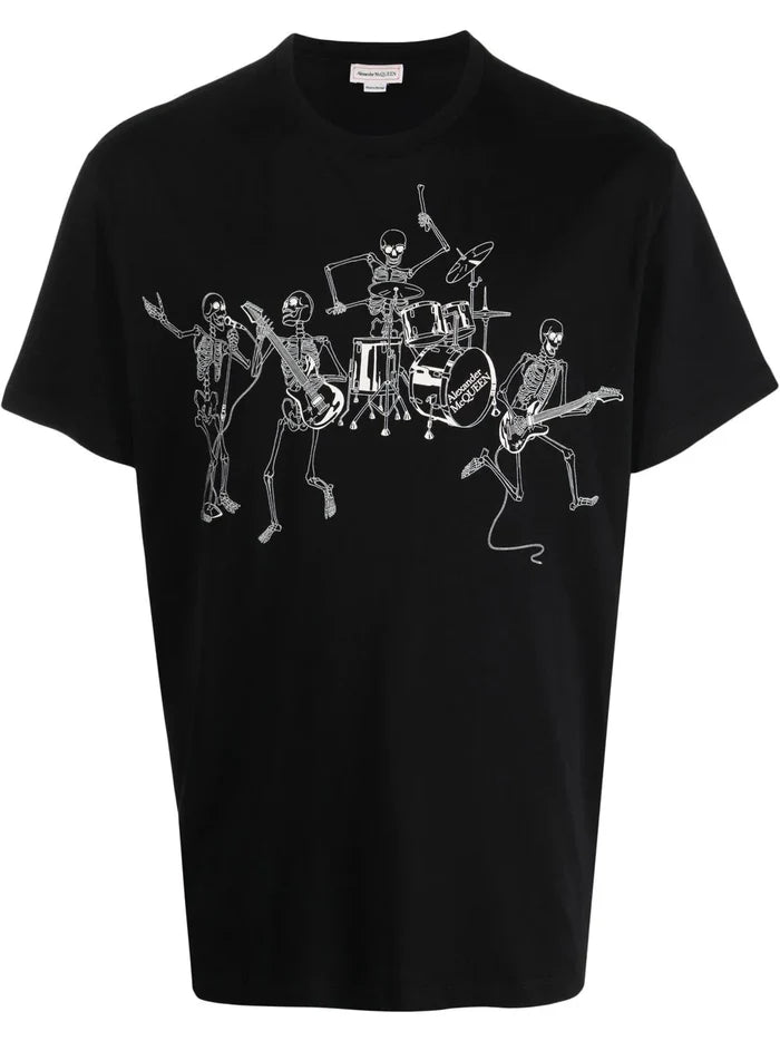 ALEXANDER MCQUEEN Skeleton Band Graphic T-shirt Black - MAISONDEFASHION.COM