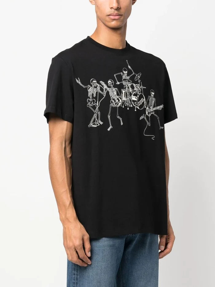 ALEXANDER MCQUEEN Skeleton Band Graphic T-shirt Black - MAISONDEFASHION.COM