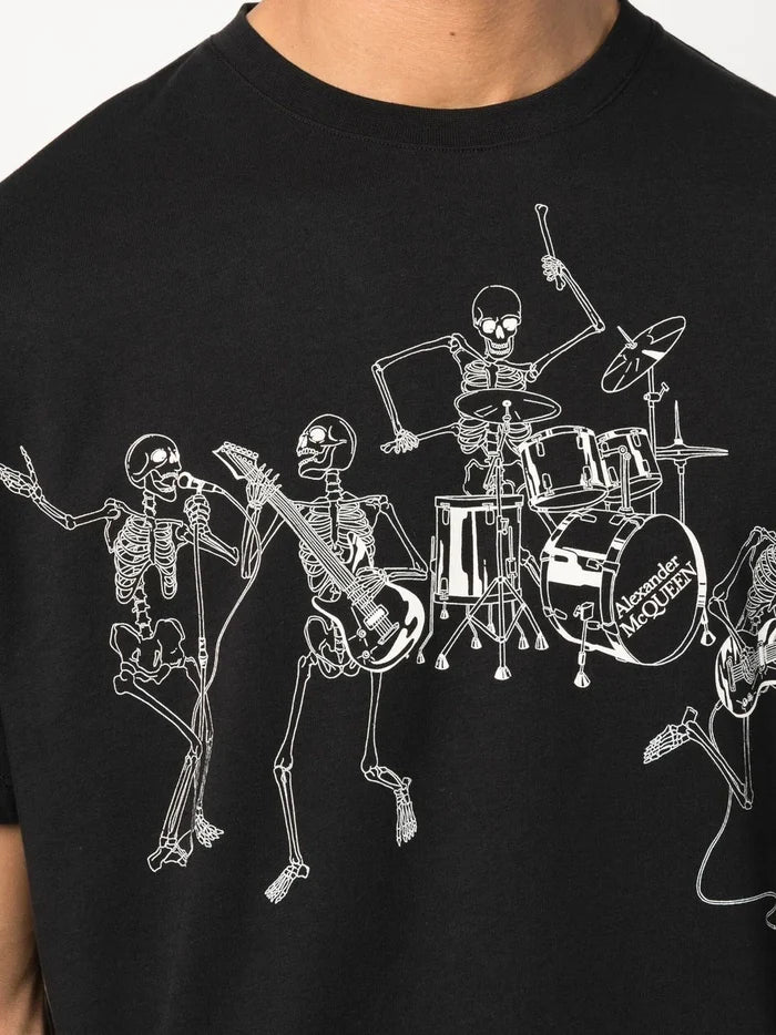 ALEXANDER MCQUEEN Skeleton Band Graphic T-shirt Black - MAISONDEFASHION.COM