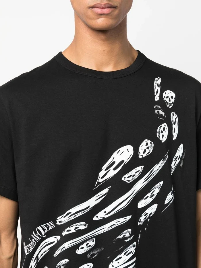 ALEXANDER MCQUEEN Skeleton-print Short-sleeved T-shirt Black - MAISONDEFASHION.COM