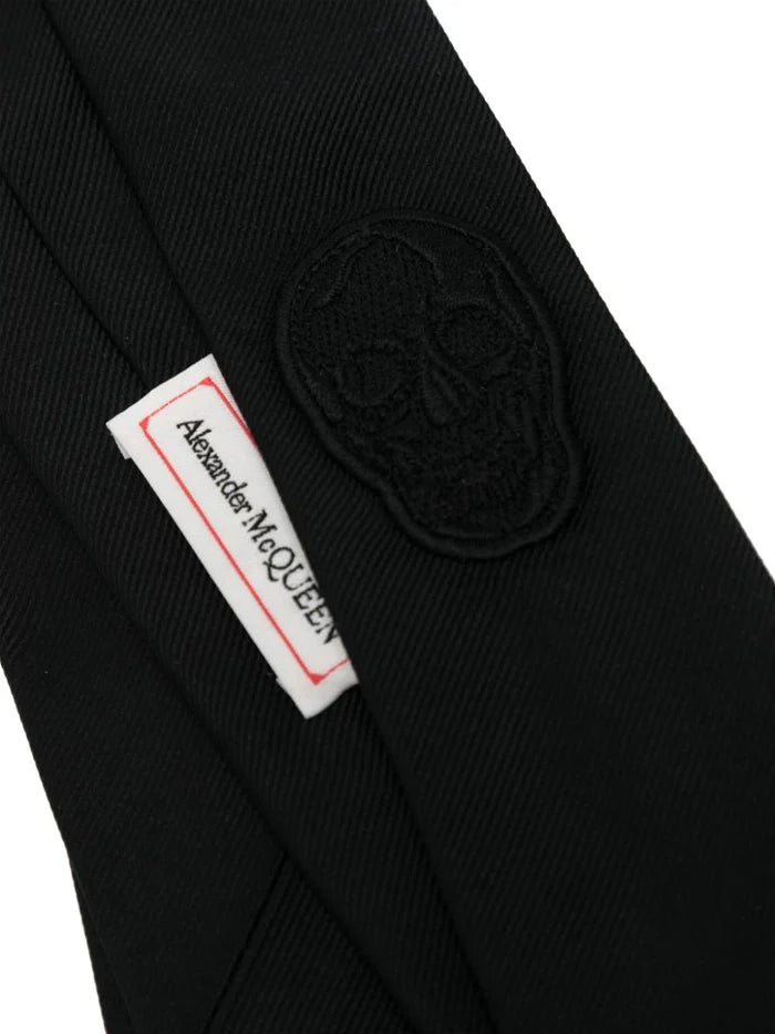 ALEXANDER MCQUEEN Skull Embroidery Tie Black - MAISONDEFASHION.COM