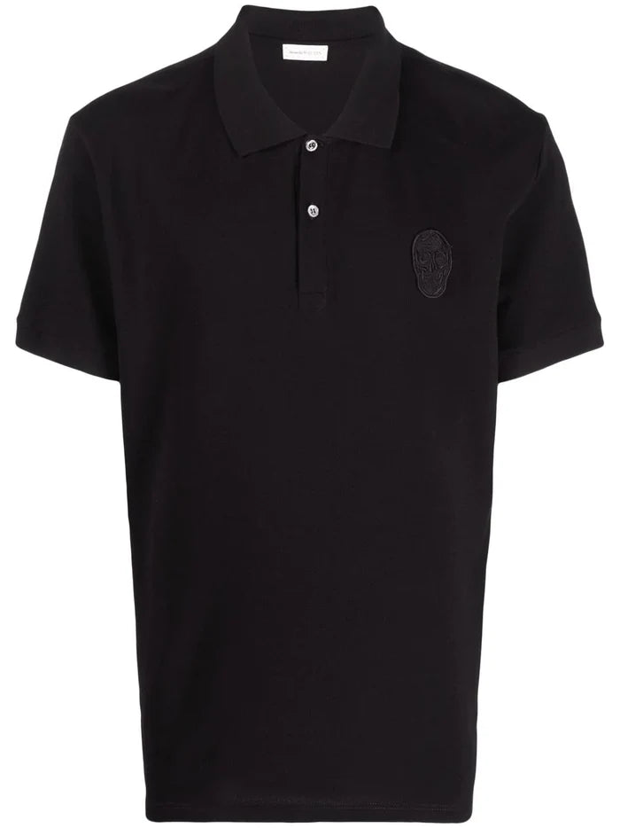 ALEXANDER MCQUEEN Skull Patch Polo Shirt Black - MAISONDEFASHION.COM